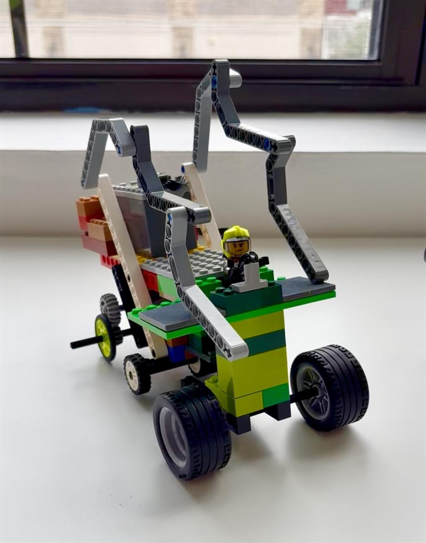 A LEGO SPIKE robot built during a LEGO Engineering class
